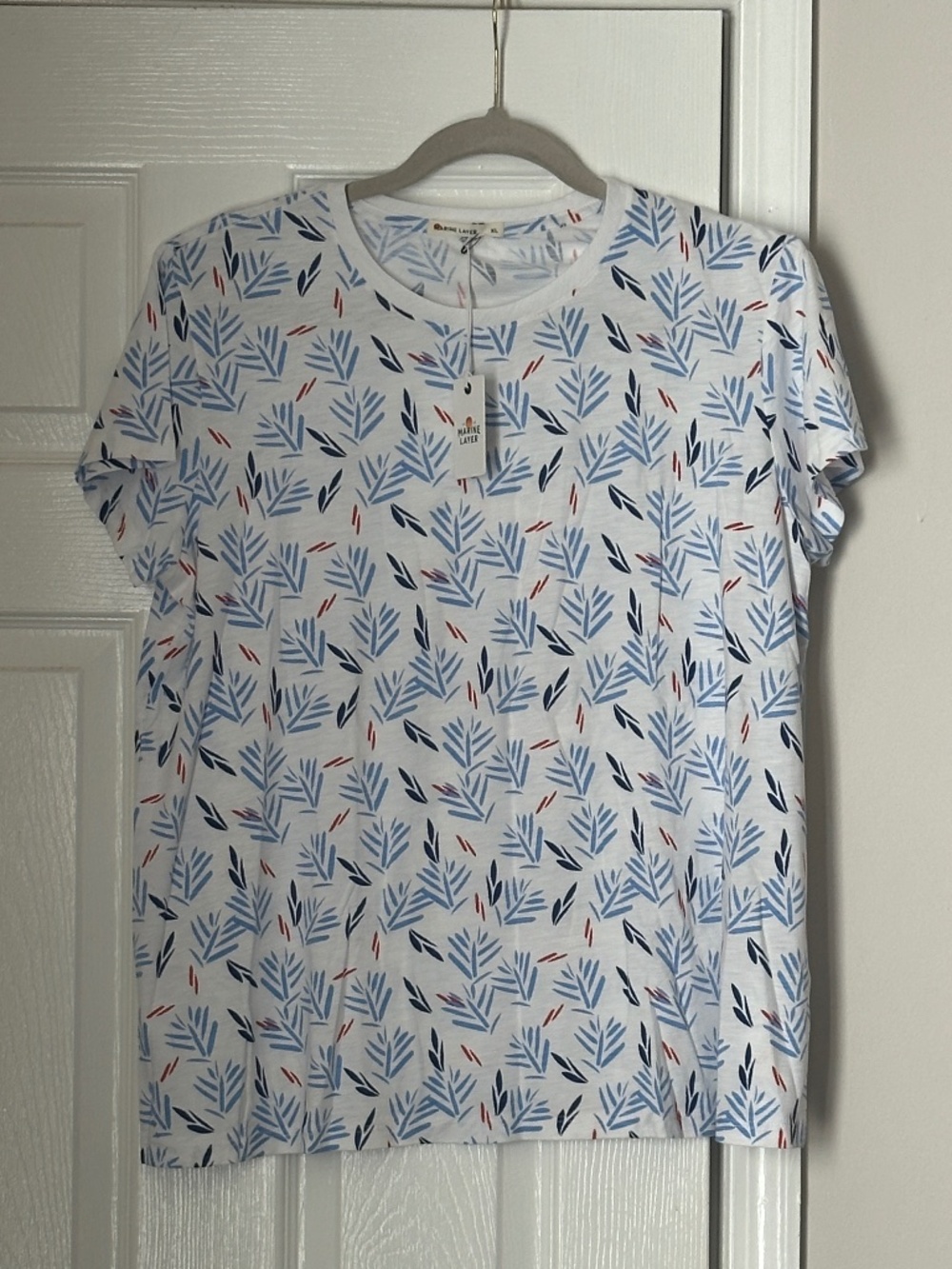 Brand New Marine Layer Crew Swing Tee Leaf Print Size XL Retired Supima Modal